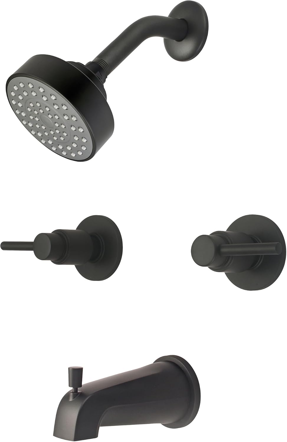 Central Brass 8997-M1-MB Brass Single Function Standard Showerhead Two Handle Tub & Shower Set in Matte Black