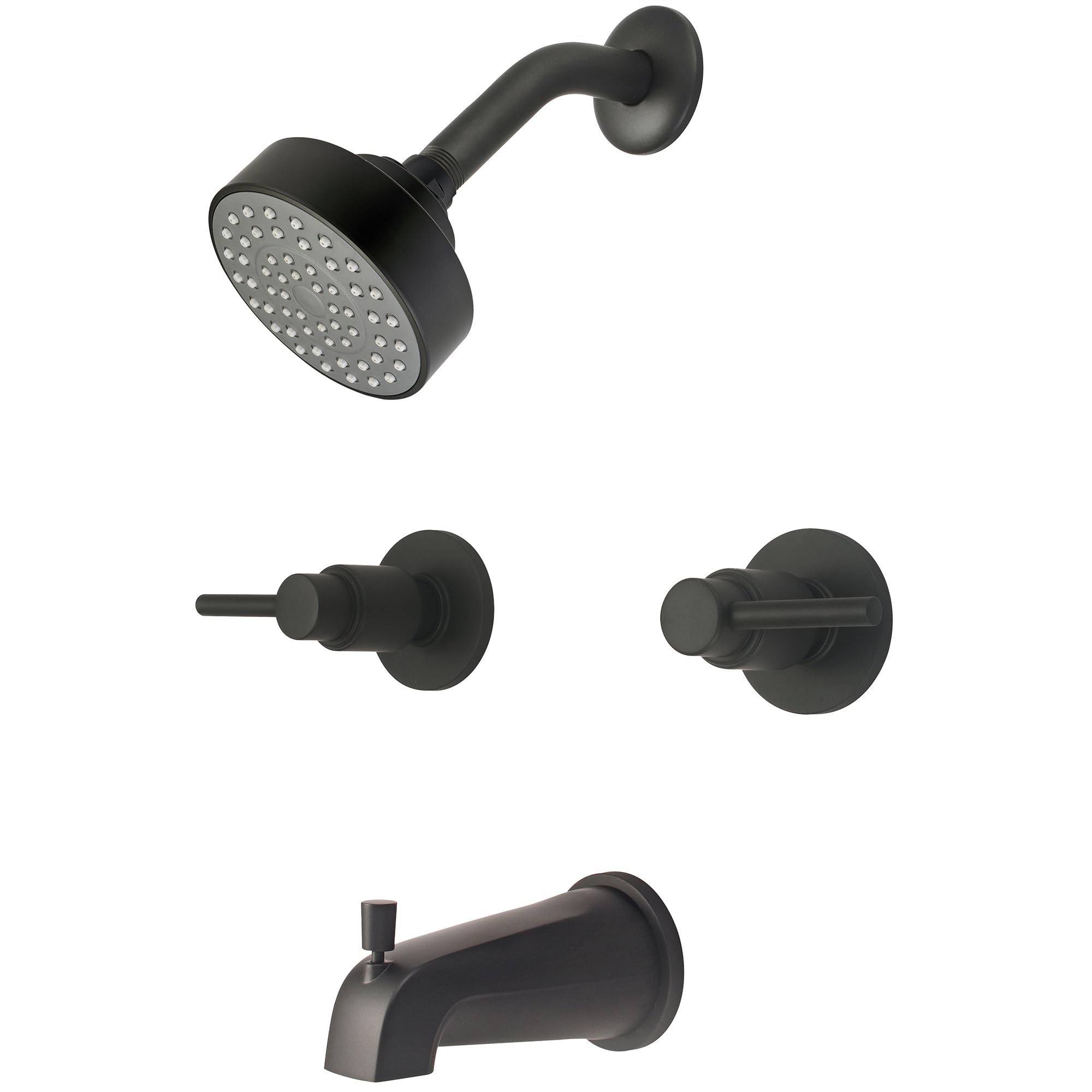 Central Brass 8997-M1-MB Brass Single Function Standard Showerhead Two Handle Tub & Shower Set in Matte Black