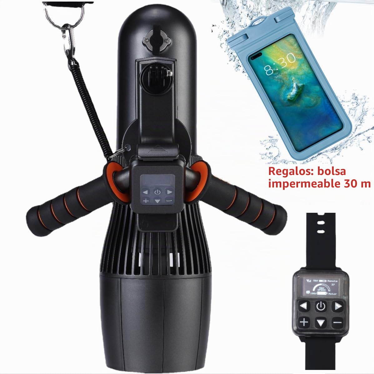 FIFISH Scooter subacuático de 10 km/h 500 W RC Sup Motor interruptor de 10 velocidades, 40 m de profundidad para piscina scooter de mar para tabla de surf jet, bolsa impermeable de 30 m