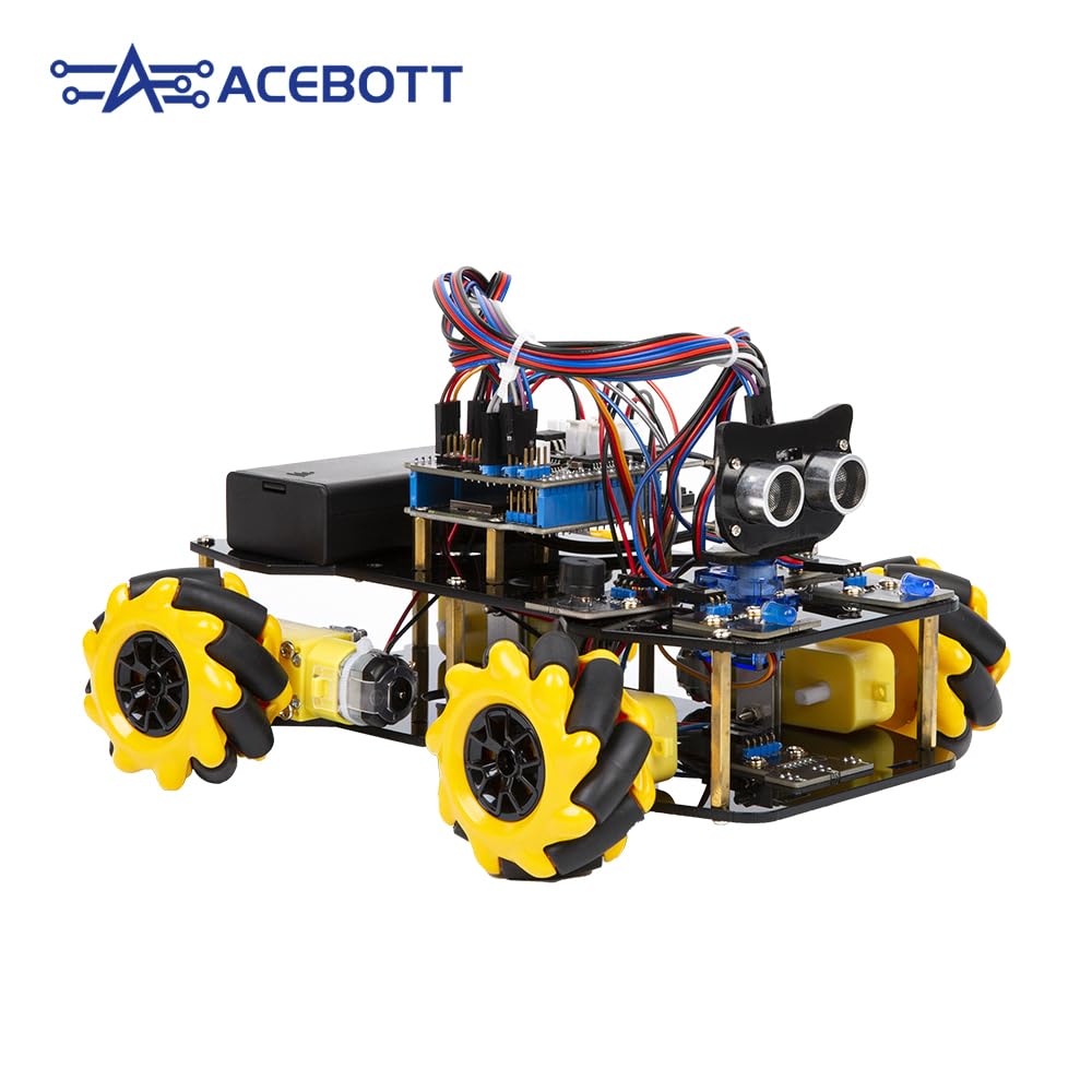 ACEBOTT STEM Roboterauto-Starterkit, Mecanum-Radkamera mit ESP32-Controller-Board | Unterstützt Arduino-, ACECode- und Python-Programmierung | Für Mint-Bildung zu Hause und in der Grundschule