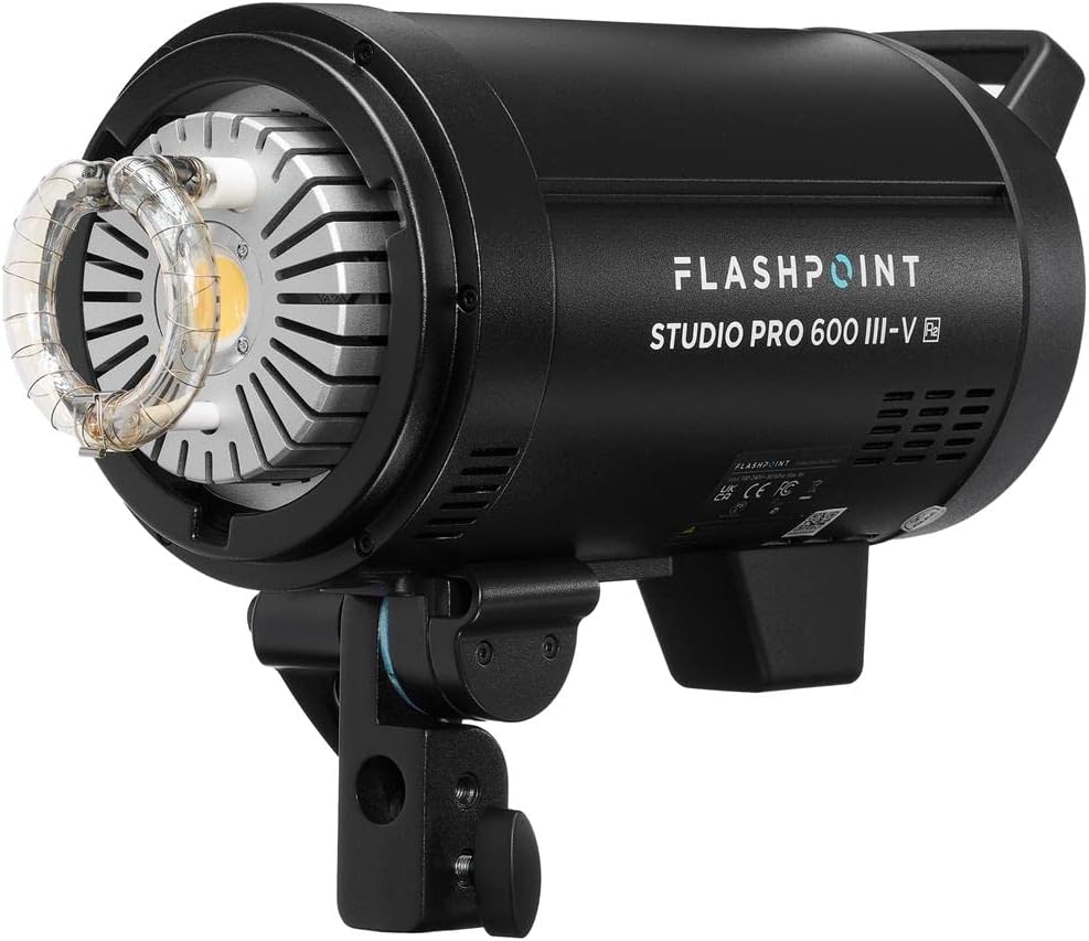 Flashpoint Studio Pro 600 III-V 600Ws R2 Monolight Strobe Flash with 30W LED Modeling Lamp, Bowens Mount Strobe Light for Photography, R2 2.4GHz Wireless Studio Light with 1.0s Max Recycle Time