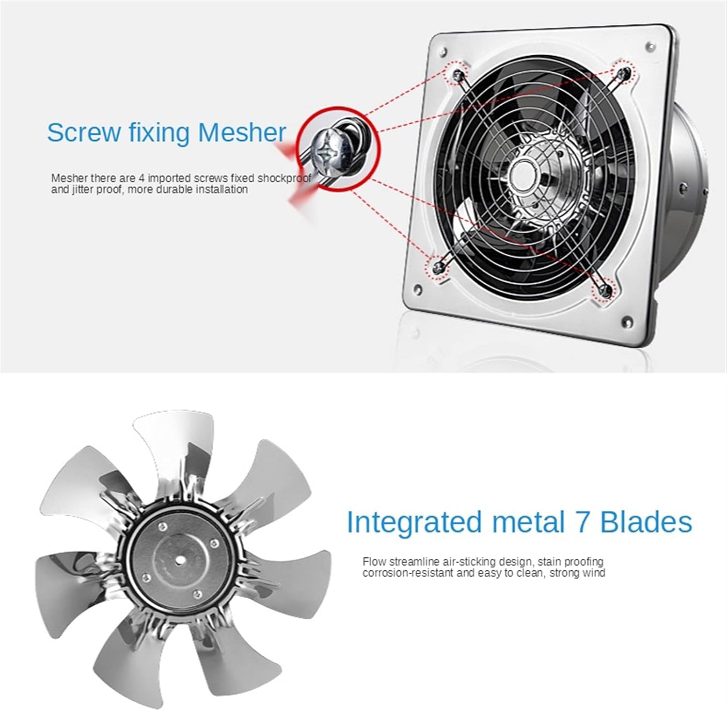 Extractor Extractor Extractor Exhaust Fan Ventilation Line Fan for Bathroom Toilet Kitchen Wall Window Stainless Steel Ventilation Duct Fan Bathroom Fan (Size : 7 Inches)