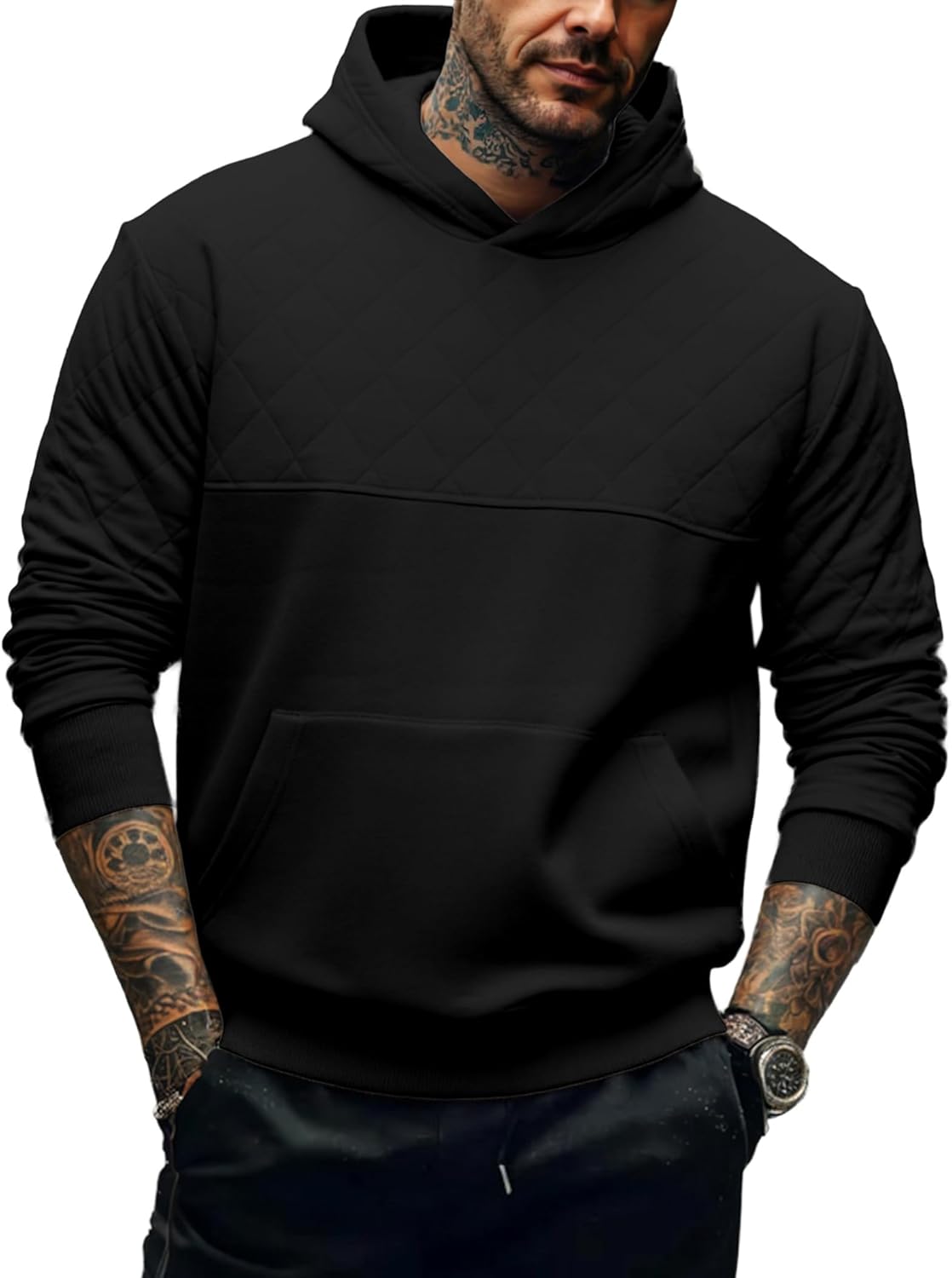 JMIERR Mens Casual Hooded Collar Fleece Hoodies Pullover Sweatshirts Warm Long Sleeve Shirts