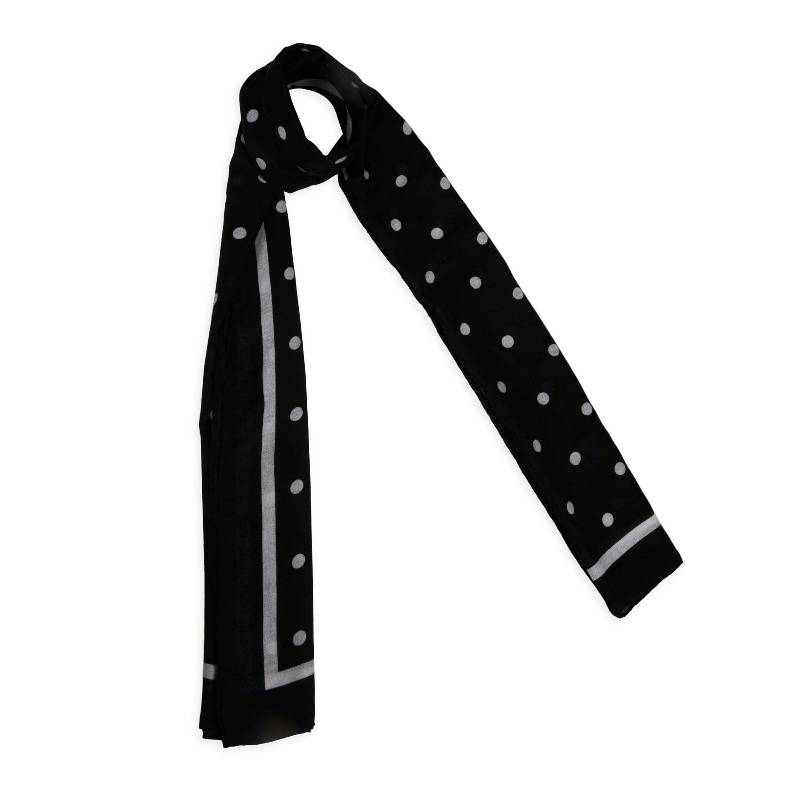 Kyoto Chic Women’s Polka Dot Scarf | Soft Lightweight Black & White Monochrome Printed Stole | Elegant Minimal Fashion Wrap for All Seasons-image-2