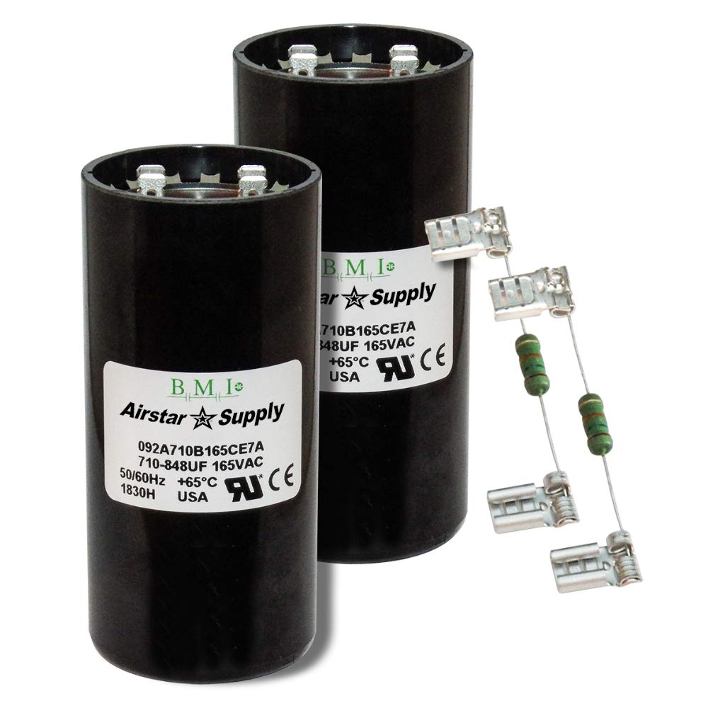 (2) Pack, 710-848 uF x 165 VAC - BMI/USA Start Capacitor # 092A710B165CE7A with Bleed ResistorF