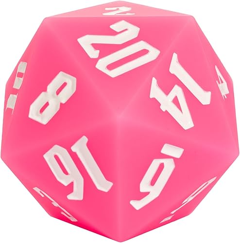 IUSTIDIE Dados de silicona D20 de 2.165 in, D20 grandes que brillan en la oscuridad D20 individuales de 20 caras, dados poliédricos gigantes D20 con