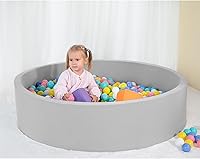 Vista 2 de Pozo de bolas suave extra grande para niños pequeños, 51 x 11.8 pulgadas, pozo de bolas de espuma para bebés y niños, gris