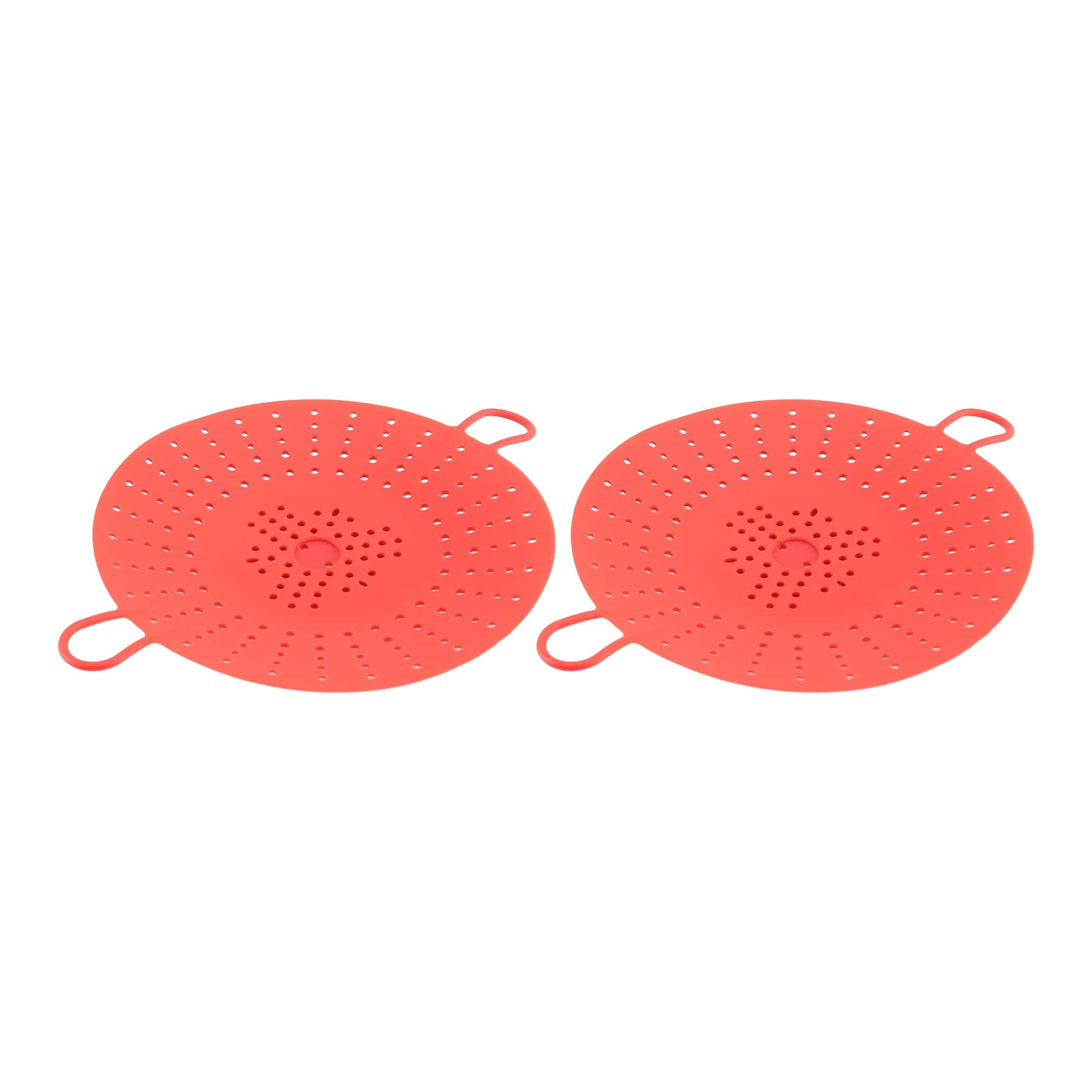 Jaopary 2 Pcs Silicone Steamer,Vegetable Steamer Basket Insert for Pressure Cookers, Microwavable, Multicookers,Red