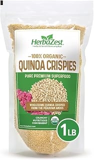 HerbaZest Organic Quinoa Crispies 1LB - Vegan Gluten-Free USDA Certified Crunchy Protein Superfood for Yogurt, Granola, Smoothies & More