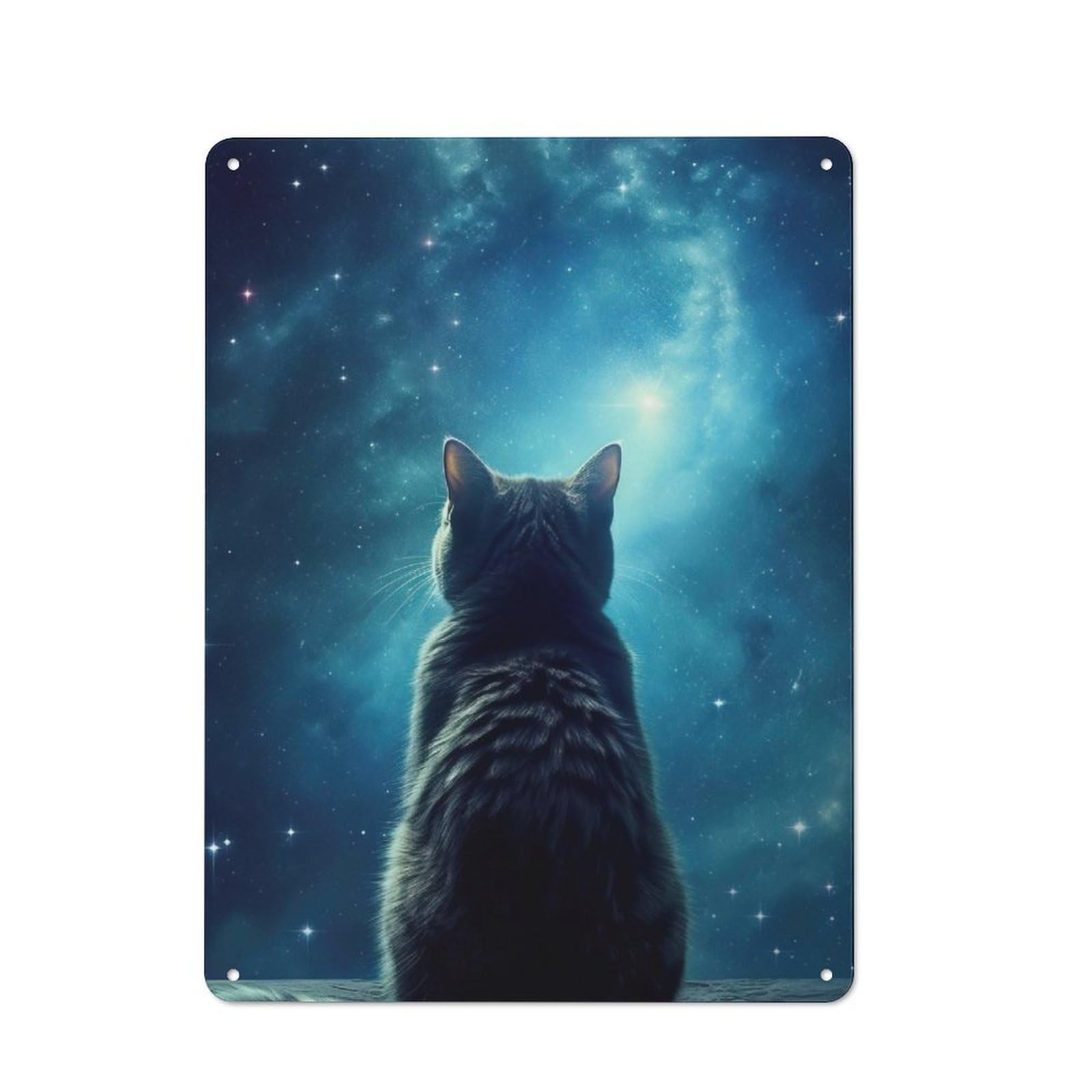 Junmoney Cat Galaxy Tin Sign 40X30cm With For Living Room Wall, Retro Decor, Gift Idea At Christmas For Living Room Decor Lovers