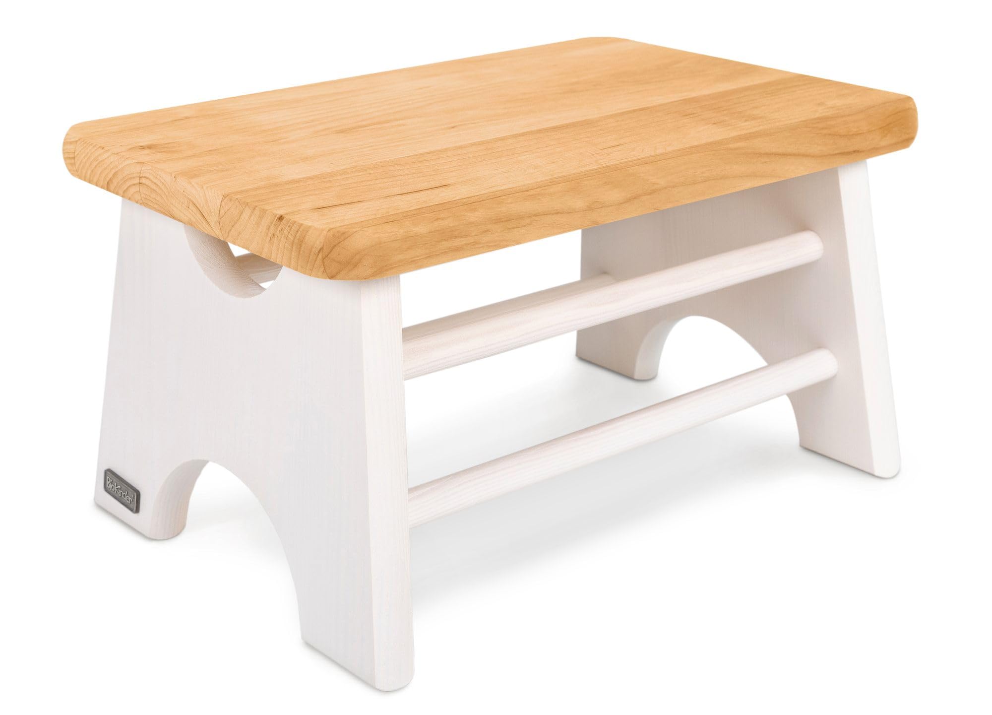 Original Tritthocker Max von BioKinder | Schemel & Hocker aus Massivholz | zweifarbig Erle & Naturweiß | 34 x 21,5 x 20 cm