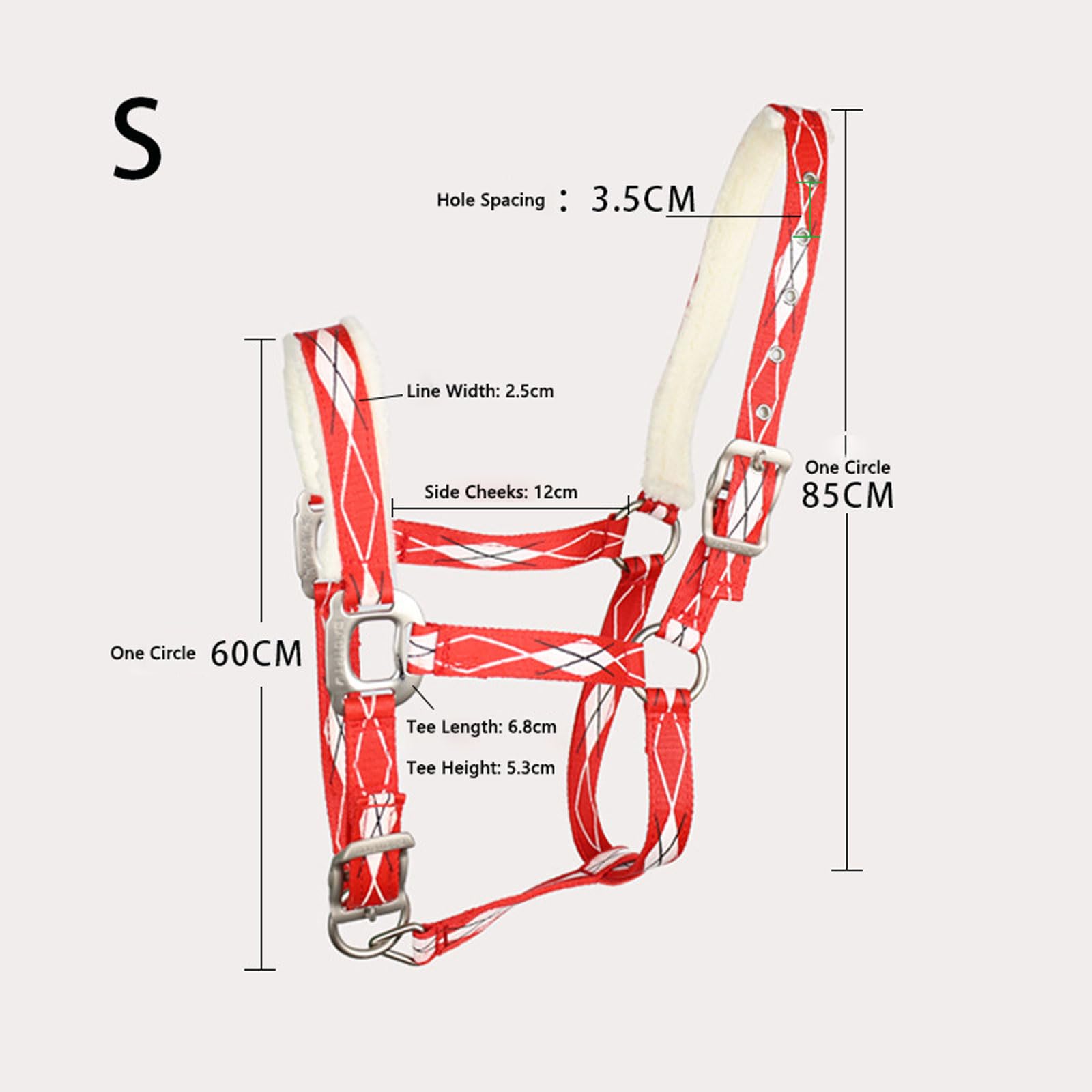 Cabeza de jaula de nylon pesada ajustable, Cabestro de potro acolchado con forro sintético y estampado de caballo ajustable, multicolor, varios tamaños(Wine Red,Large)