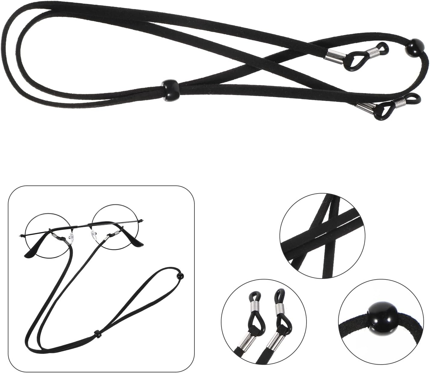 Toddmomy 8pcs Black Cloth Eyeglass Chains Eyewear Retainer Rope Glasses Lanyard Strap for Men and Women Safety Eyewear Holder Neck Cord