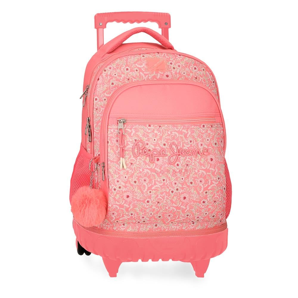 Pepe Jeans Pepe Jeans Nahid Mochila Escolar, Fabricada en Poliéster, Varios Bolsillos y Compartimentos, Tirantes Anchos, ergonómicos y Acolchados, Rosa. De Joumma Bags.