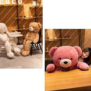 27日まで値下げ　クッションテーブル　大　レッド　くまさんがら Amazon.co.jp: [ハウスXIN] ぬいぐるみ クッション 大きい 特大