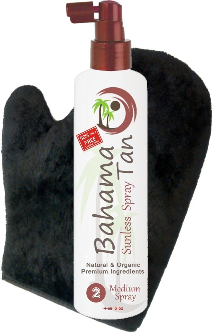 NEW Natural & Organic Self Tanning Spray - Professional Salon Formula - Streak Free - Body & Face Sunless Tanner - Fair, Medium, Dark & Sensitive Skin. Best Home Spray Tan Solution (liquid not lotion)