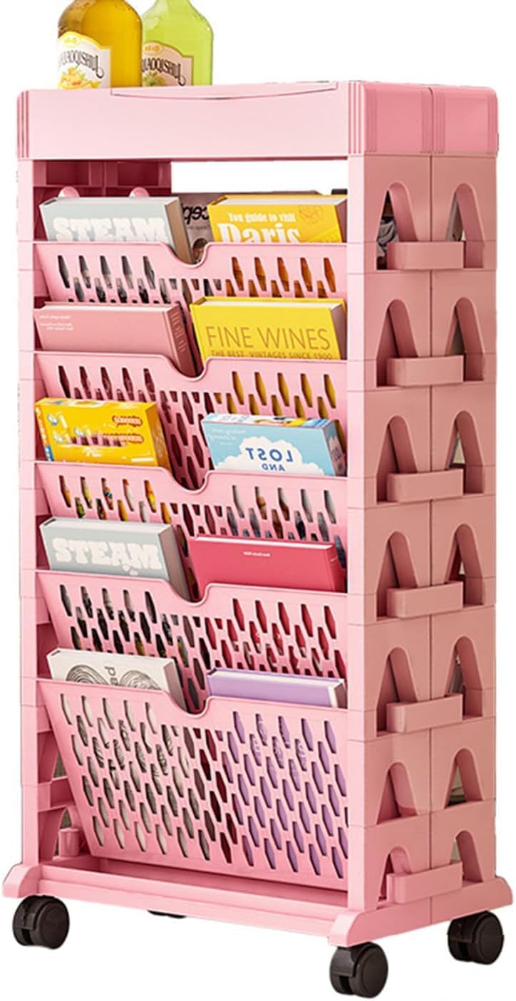 6 Tier Book Rack Storage Bookshelf, Removable Mobile Unique