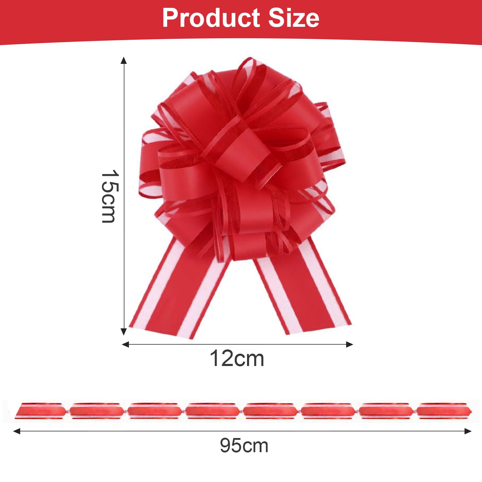 Noeuds Cadeau 15 cm Grands Décoratifs d'emballage Cadeau Rouge pour Mariage Anniversaire Noël