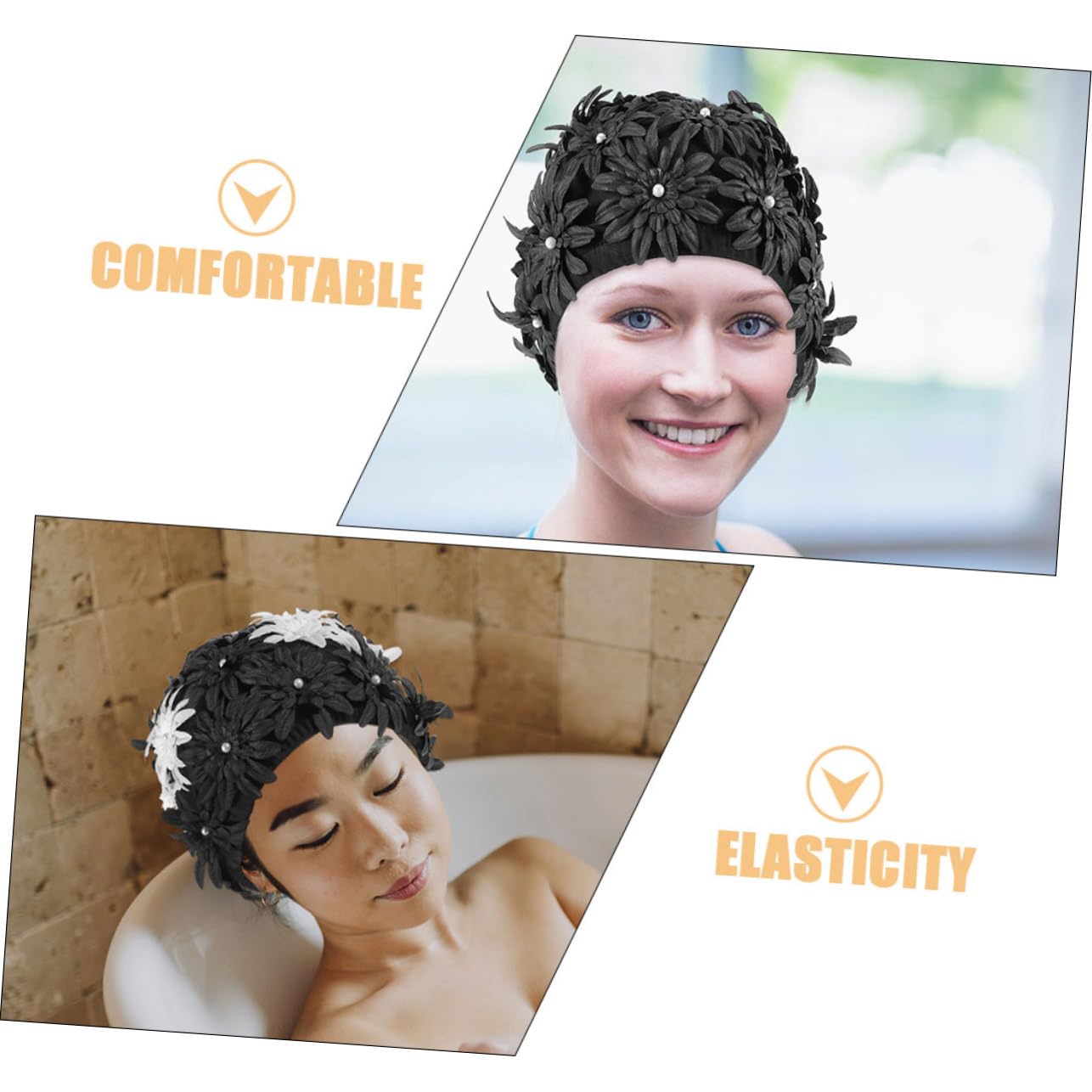 Hemobllo 2piezas Gorro De Natación Floral para Mujer Gorro De Alta Elasticidad Protección del Cabello para Piscina y Actividades Acuáticas
