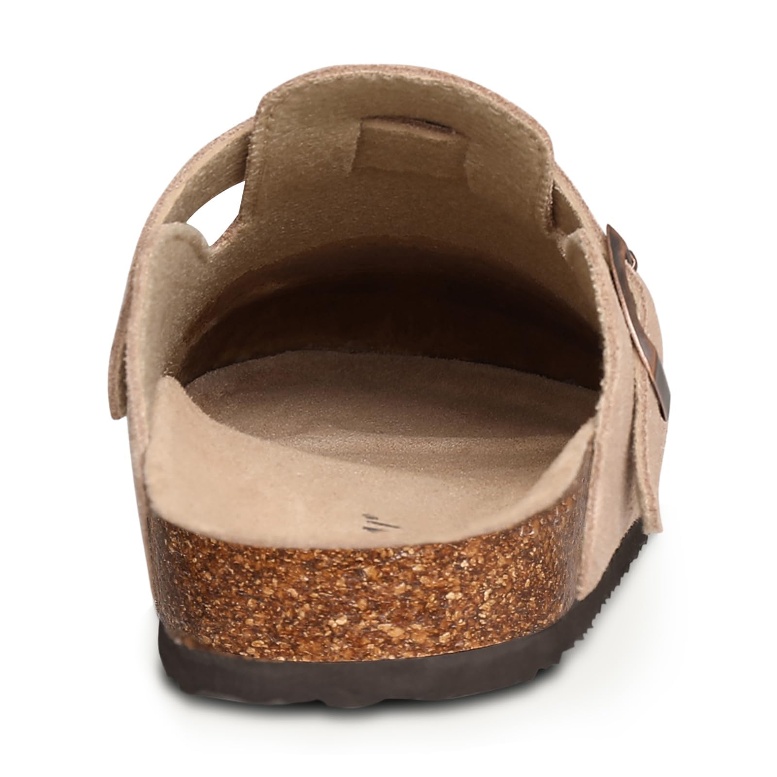 KIDMI Sabots en daim véritable pour femme avec semelle en liège et cuir avec soutien de la voûte plantaire