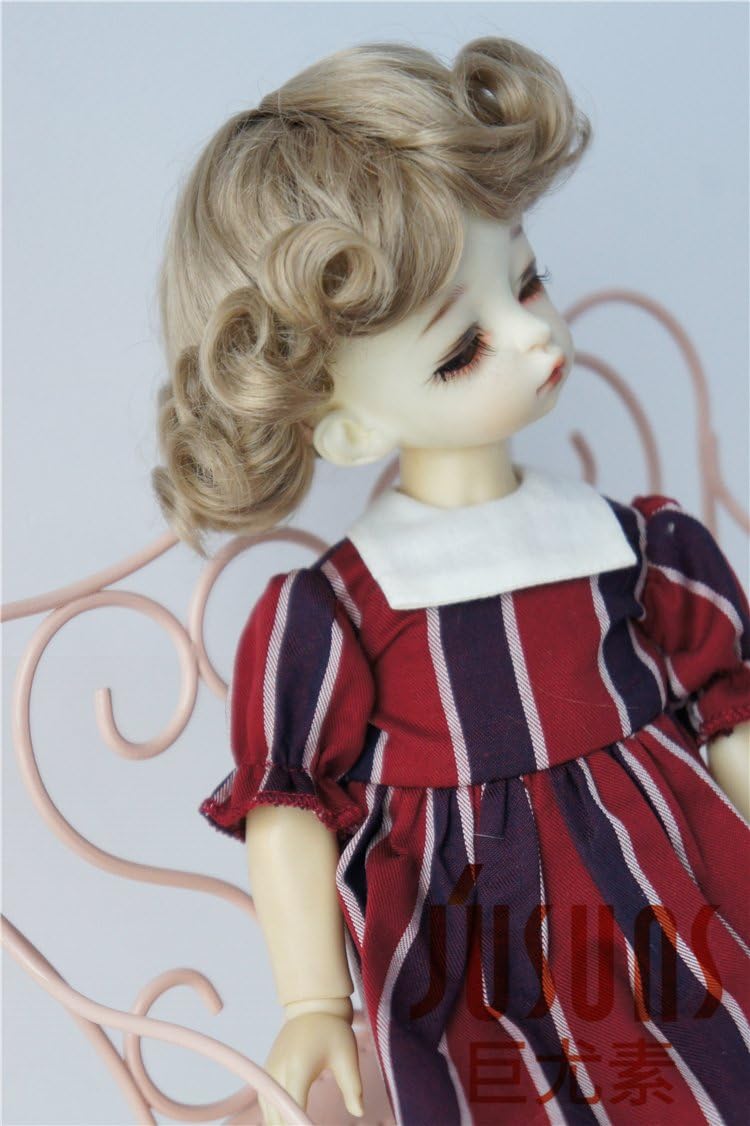 JD369 6-7inch 16-18 CM Cupid Smart Curly BJD Wigs 1/6 YOSD Synthetic Mohair Doll Hair Vinyl Doll Accessories (Light Brown)