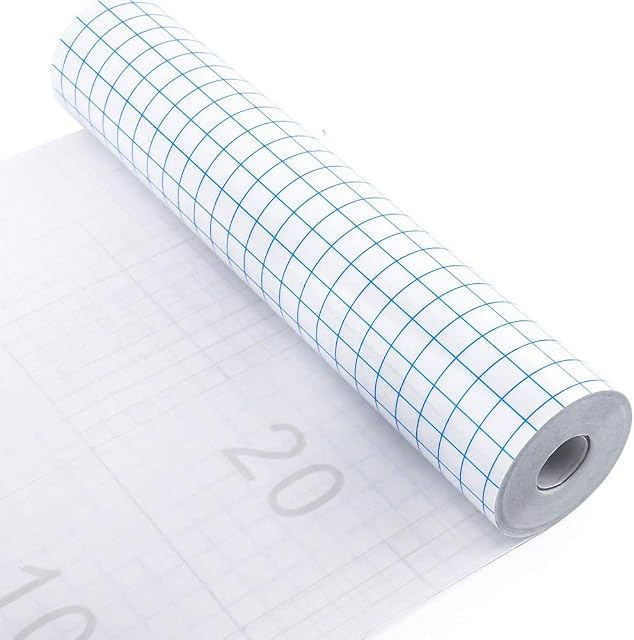 X SIM FITNESSX Transfer Tape for Vinyl -12 x 16.5 FT clear with blue alignment grid Cameo Self Adhesive Vinyl for Decals,Signs, Windows, Stickers (16.5 FT)