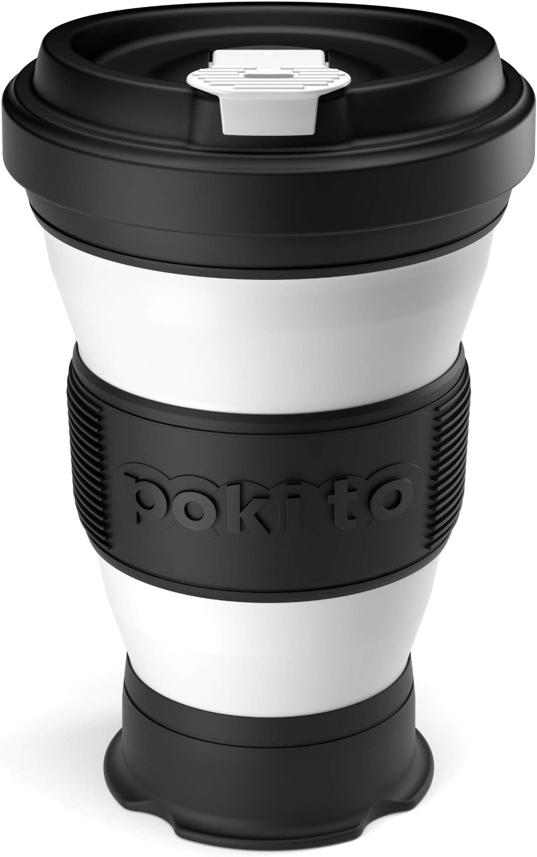pokito Pop Up/Collapsible/Reusable/Eco-Friendly/Folding 3-Sizes-in-1 Travel Cup/Mug with Leak-Proof Lid for Hot and Cold Drinks (Fits in Pocket or Bag; Great Gift for Coffee or Tea Lovers), Blackberry