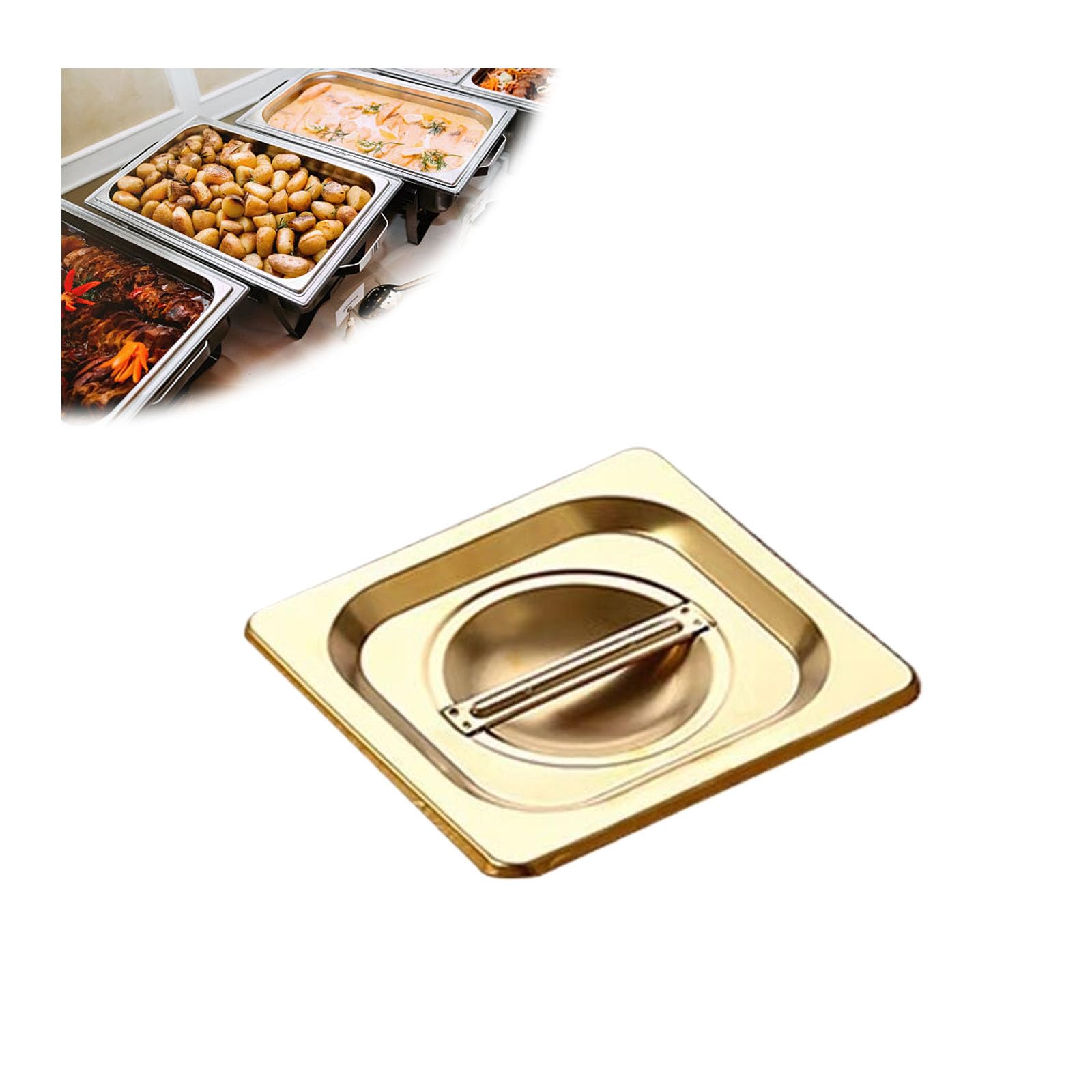 Sartenes Gastronorm de acero inoxidable, tamaño 1/2 (32,5 x 26,5 cm) de profundidad, sin tapa, utensilios de cocina para bufé y catering para hoteles y restaurantes
