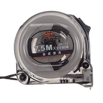 HARFINGTON Self-Lock Tape Measure 7.5M Retractable Carbon Steel Measuring Tape 25mm Wide, Transparent Polycarbonate PC Plastic Case