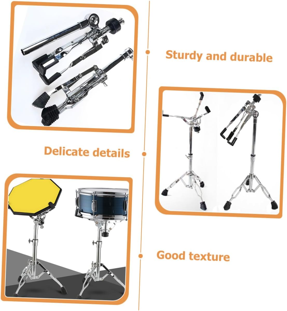 LIOOBO Adjustable Snare Drum Stand with Drumstick Holder Liftable Alloy Percussion Accessory Rack for Drum Set Suitable for Practice and Performance
