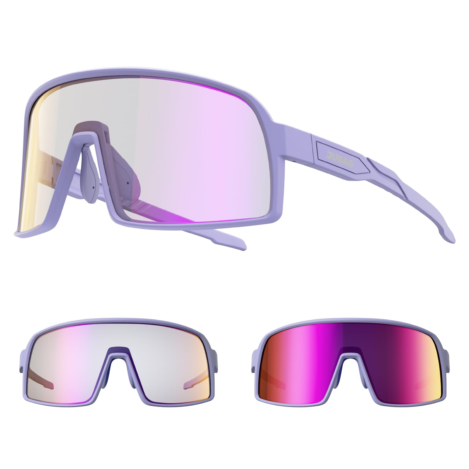 JUBAO Occhiali da ciclismo fotocromatici per uomo e donna, montatura infrangibile TR90, occhiali da sole sportivi trasparenti, protezione UV400, per ciclismo, corsa, golf