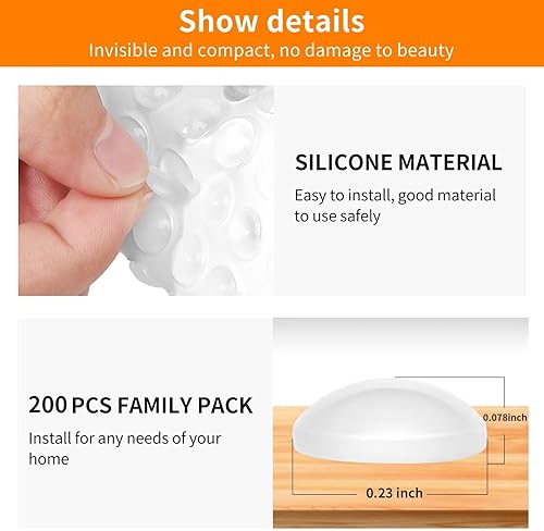 Miniatura 9 de CHUNZEXI 192 piezas de parachoques de silicona para puertas de gabinete, autoadhesivos, tapones de puerta de goma para armarios y cajones