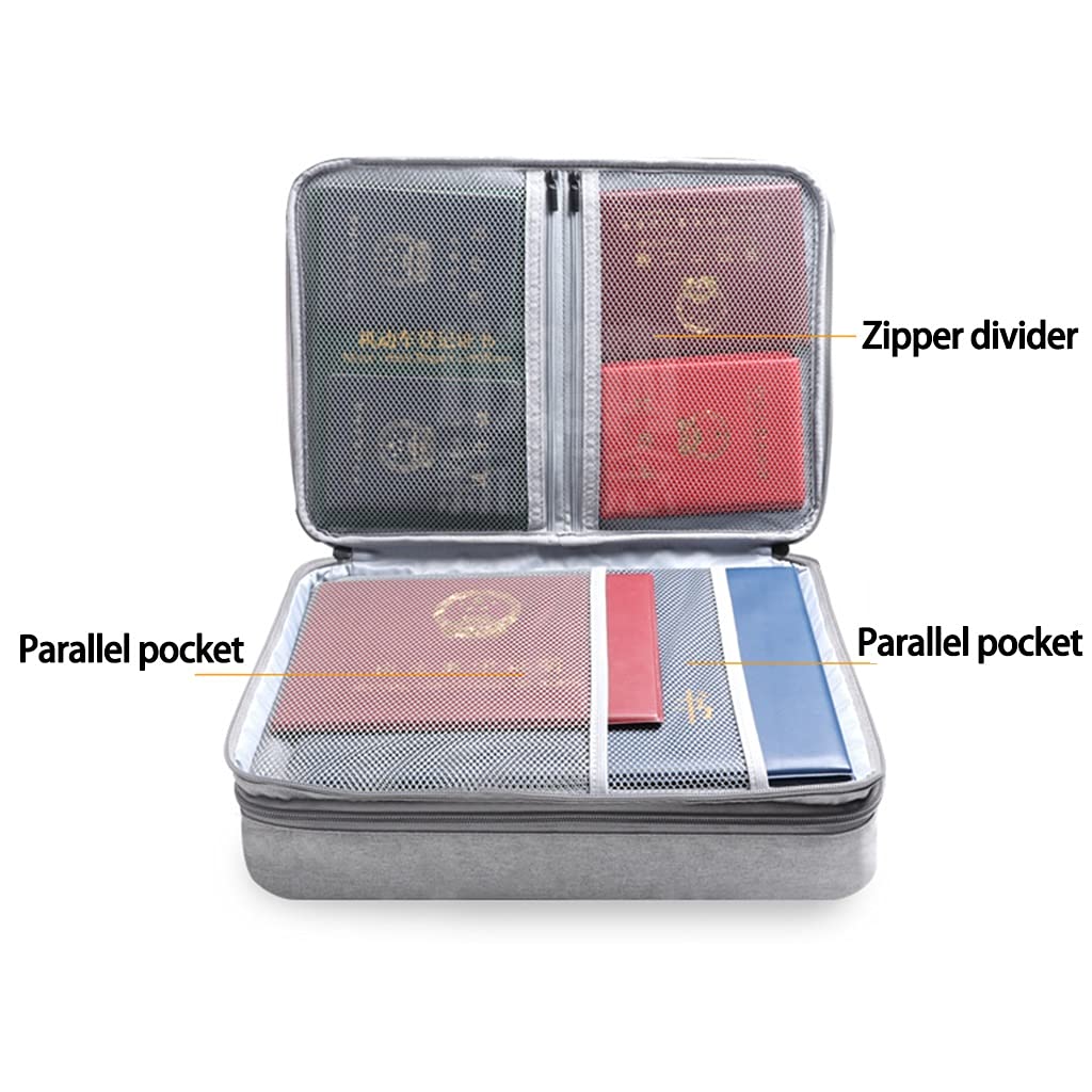 Busta per documenti, Portadocumenti con cerniera, borsa portadocumenti impermeabile grande, organizer for documenti, scatole archivio(Gray)