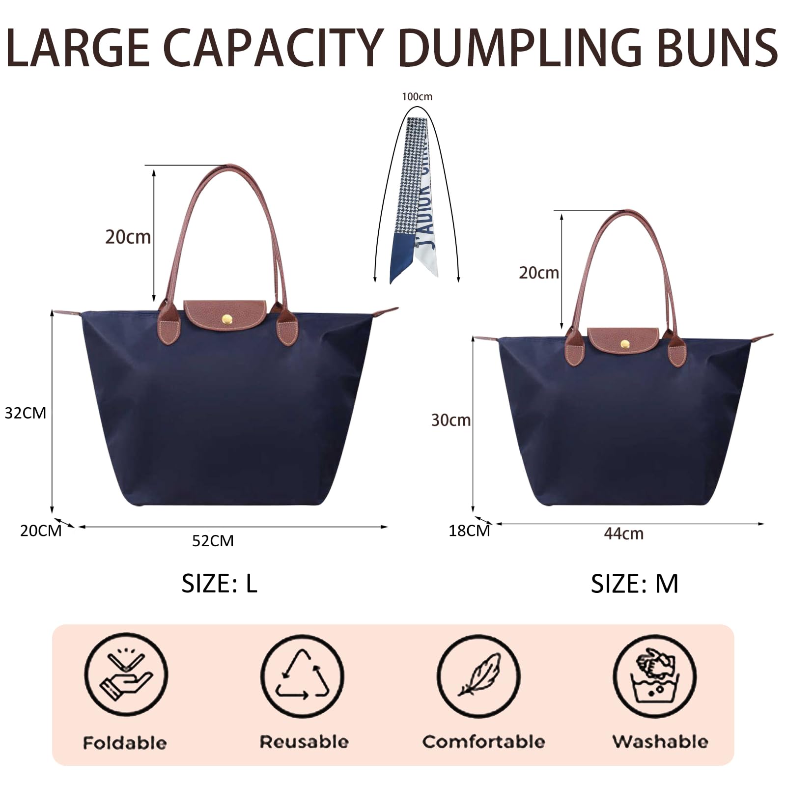 Bolso de Hombro para Mujeres, Bolsa de Mano para Mujer, Bolso Universidad Trabajo, Liviano y Plegable, Bolsos de Grandes Capacidad para Viajar Desplazamientos Compras Playa — view 4