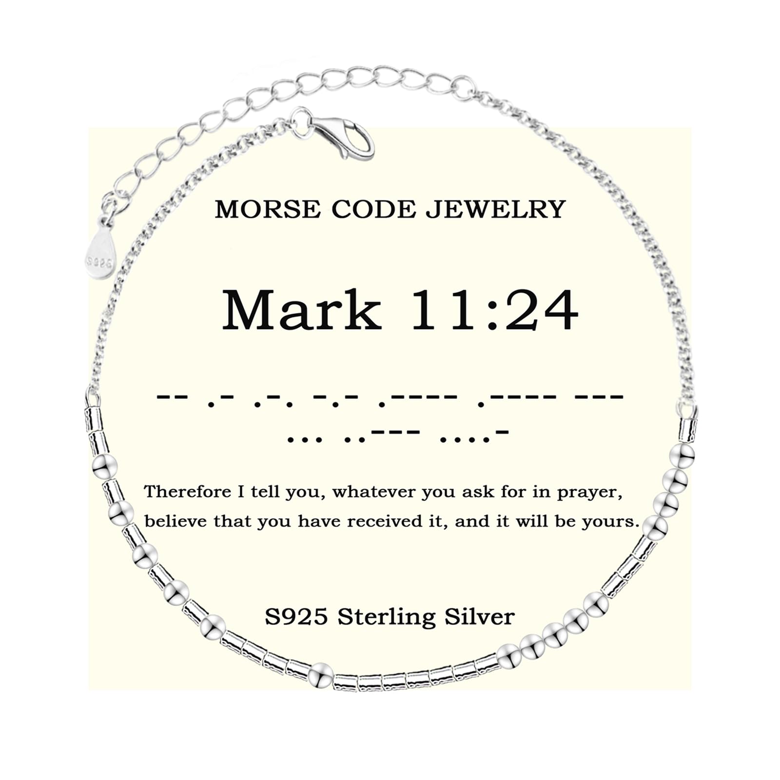 Bible Verse Morse Code Bracelet: S925 Sterling Sliver Scripture Bracelets