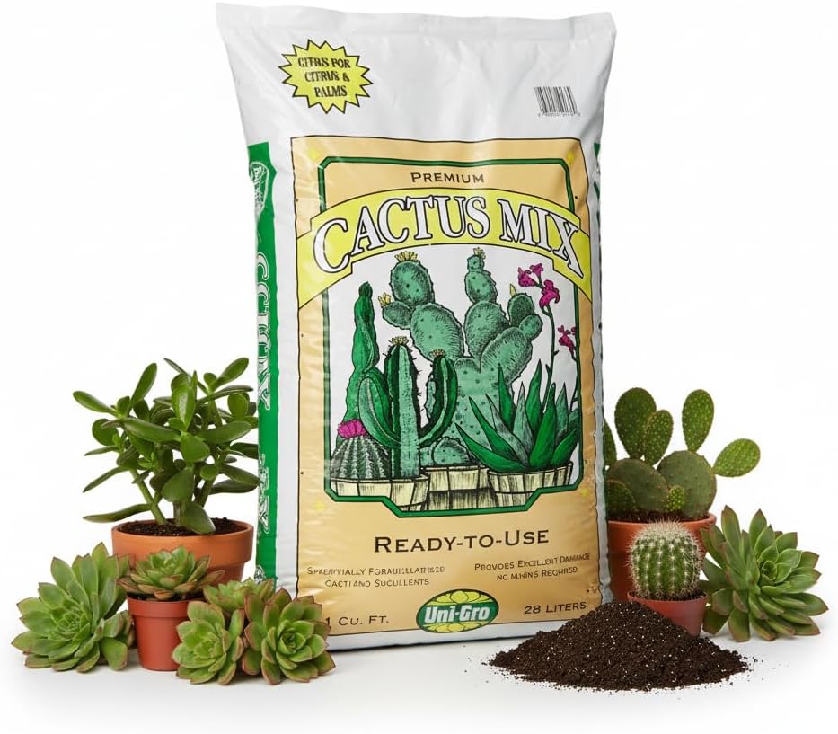 Uni-GRO® Premium Cactus Mix – 1 cu ft Bag 25 quarts | Well-Draining Soil for Succulents, Aloe, Jade & Desert Plants | Organic, Ready-to-Use Potting Mix