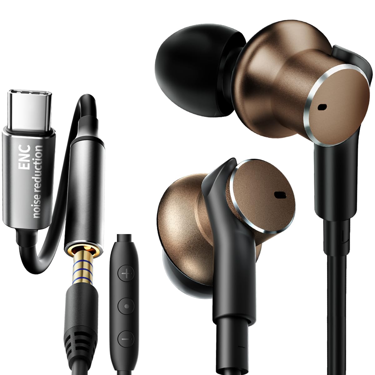 Auriculares intraurales dinámicos equilibrados de graves profundos, cancelación de ruido, auriculares con cable con doble controlador, aislamiento de ruido, llamada clara y audio de alta resolución