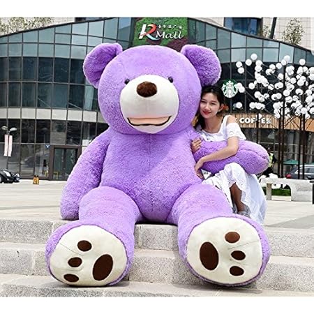 Amazon Hyakuriぬいぐるみ 特大 くま テディベア 可愛い熊 動物 大きい 巨大 くまぬいぐるみ 熊縫い包み クマ抱き枕 お祝い ふわふわぬいぐるみ 130cm パープル ぬいぐるみ おもちゃ