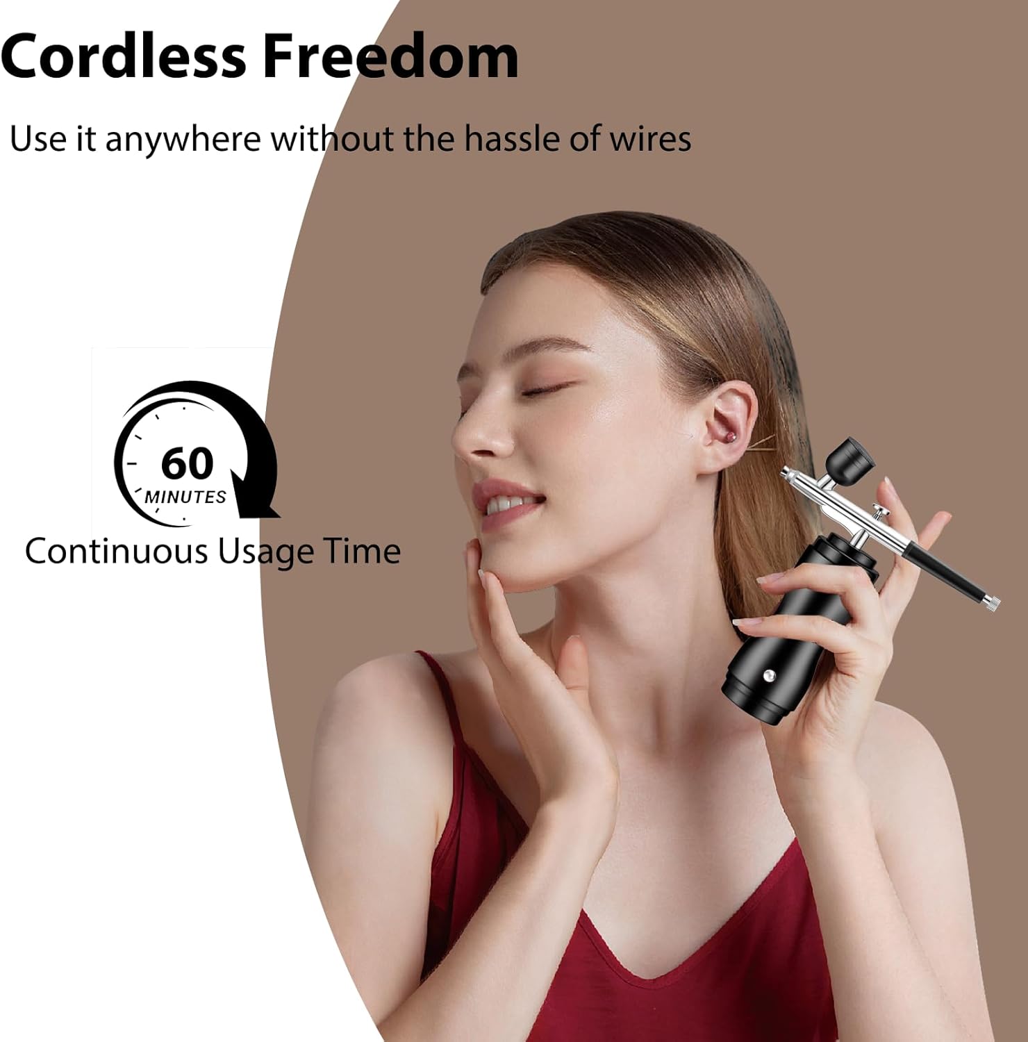 Airbrush Kit with Compressor Cordless - 48PSI High-Pressure,60min Working Time,Portable Air Brush for Nails, Handheld Spray Machine with 0.3mm Nozzle for Makeup Painting Model Barber Cake (Black)