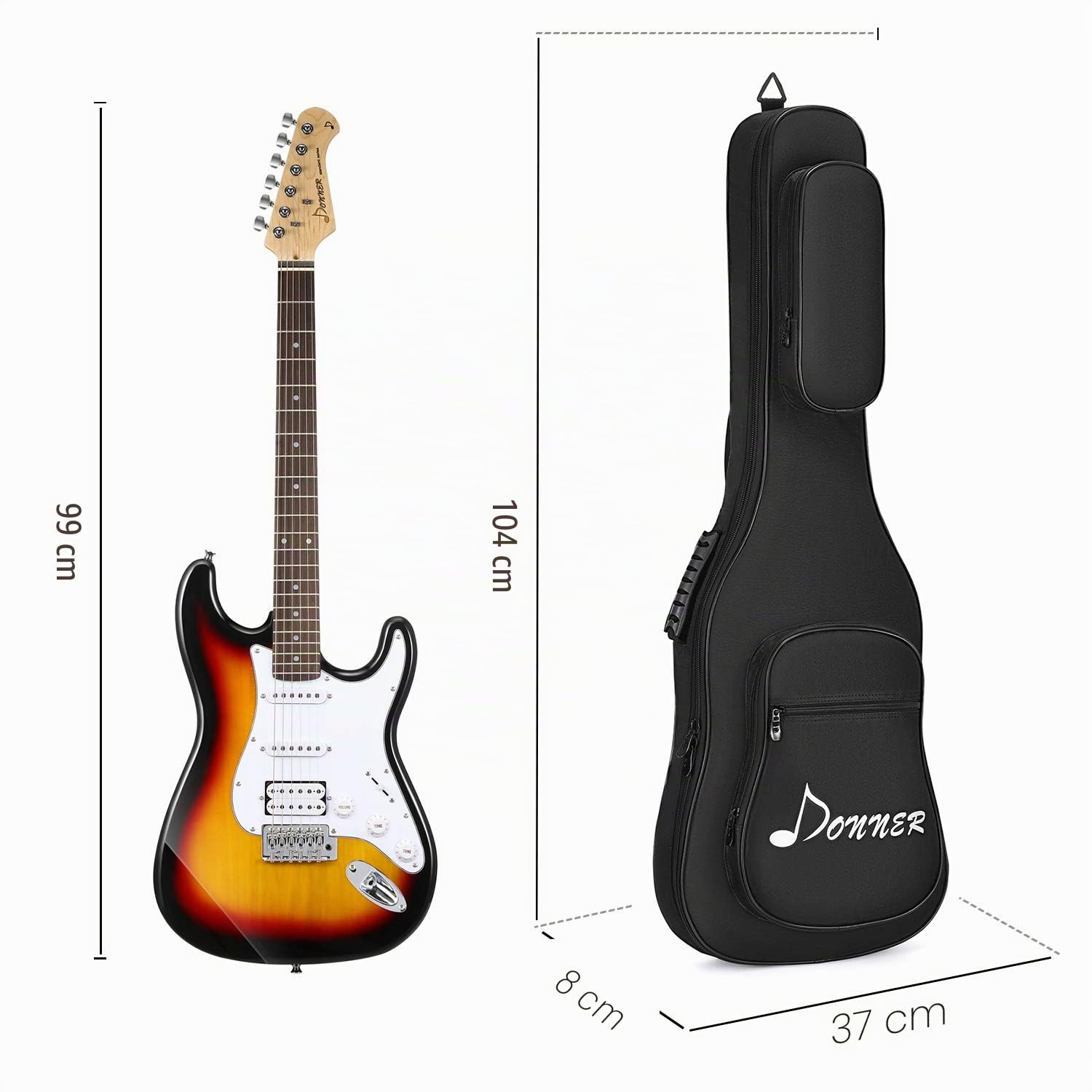 Donner Funda Guitarra Electrica de 39 Pulgadas Acolchada 12mm, Bolsa Guitarra Electrica de Acolchada 600D Ripstop Impermeable Nailon a Prueba de Polvo Suave con Correa Ajustable