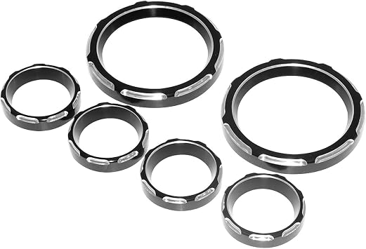 Black Motorcycle Instrument Board Covers Speedometer Tachometer Gauges Trim Ring + Auxiliary Gauge Bezels for Harley Touring Electra Street Glide FLHX FLHT 1996-2013