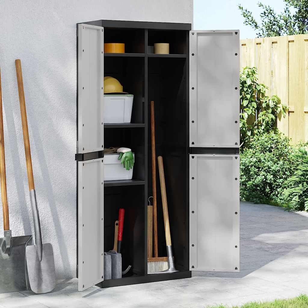 Armadio da Esterno Grigio e Nero 65x37x165 cm in PP Grigio,364200