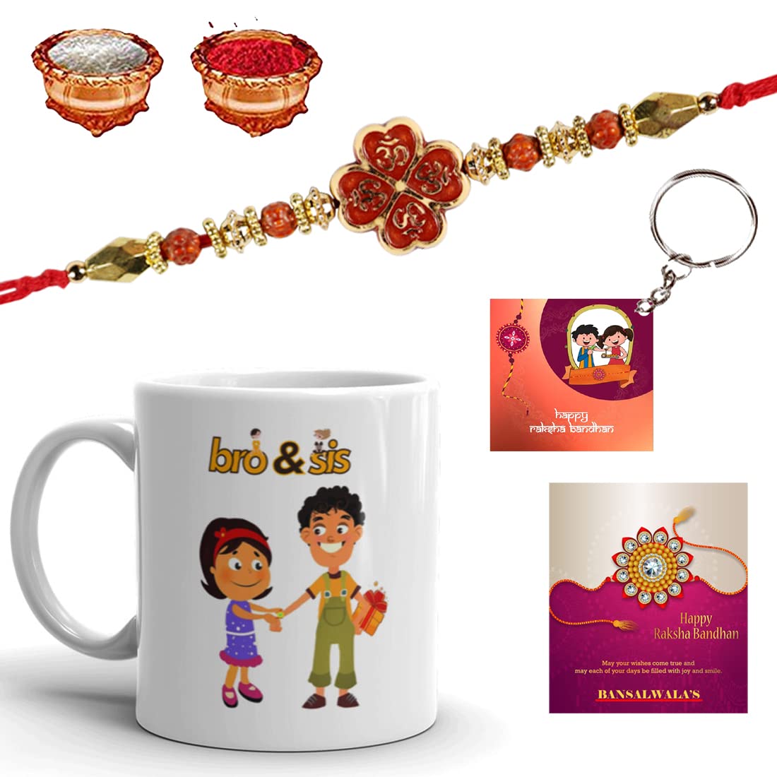 BUC Bro & Sis Designer Rakhi with Printed Ceramic Coffee Mug, 1 Packet Roli Chawal, 1 Rakshabandhan Greeting Card, 1 Keychain (KFF24) (B098KKMSQN) Amazon Price History, Amazon Price Tracker
