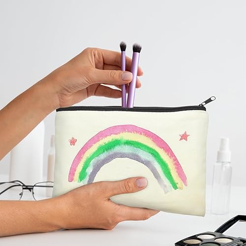 Vista 58 de ZeeDix Bolsa de lona, bolsa de cosméticos multiusos con cremallera, bolsa de lona con cremallera para manualidades, bolsas de maquillaje en blanco