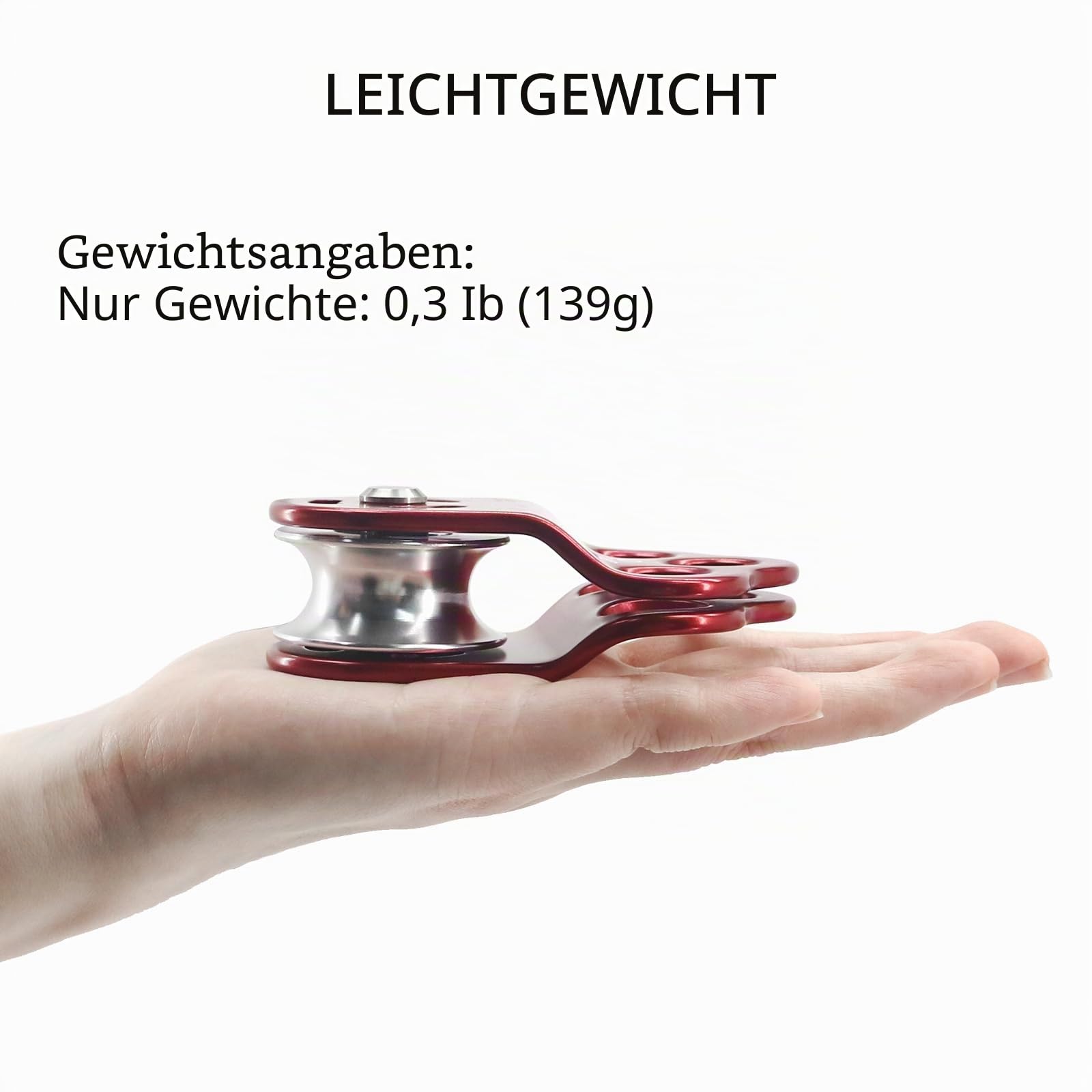 NewDoar 30 KN CE-zertifizierte DREI-Loch-Rettungs Kletterrolle Mikro Seilrolle für max. 13 mm Umlenkrolle mit Lager zum Abseilen, langlebige Seitenplatten