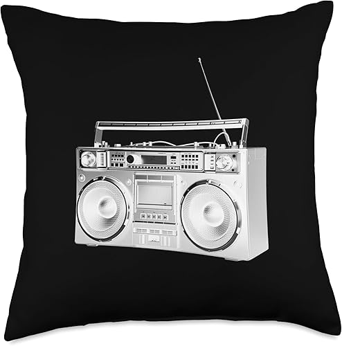 Retro Boom Box 80s 90s, Ghetto Blaster Radio Cassette Player Throw Pillow