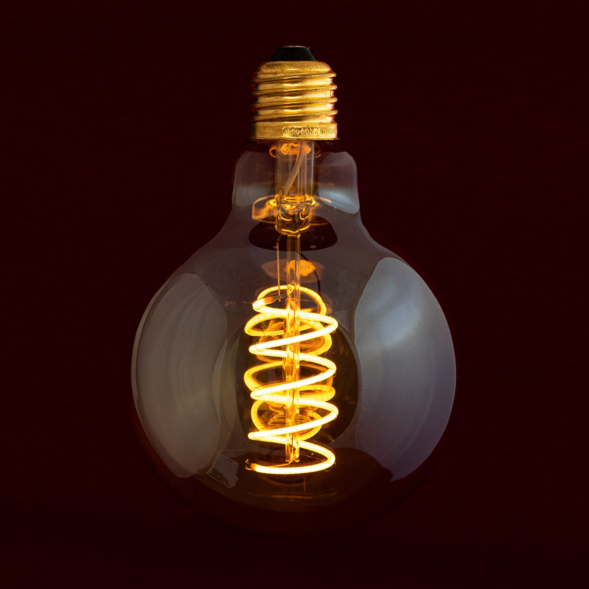 William & Watson Amber Led Bulb E27 Es Dimmable Edison Screw Filament Retro Light Bulb With Large G95, Globe Glass, 2200K Warm White Light Color 6W (Equivalent To 50W) [Energy Class A]