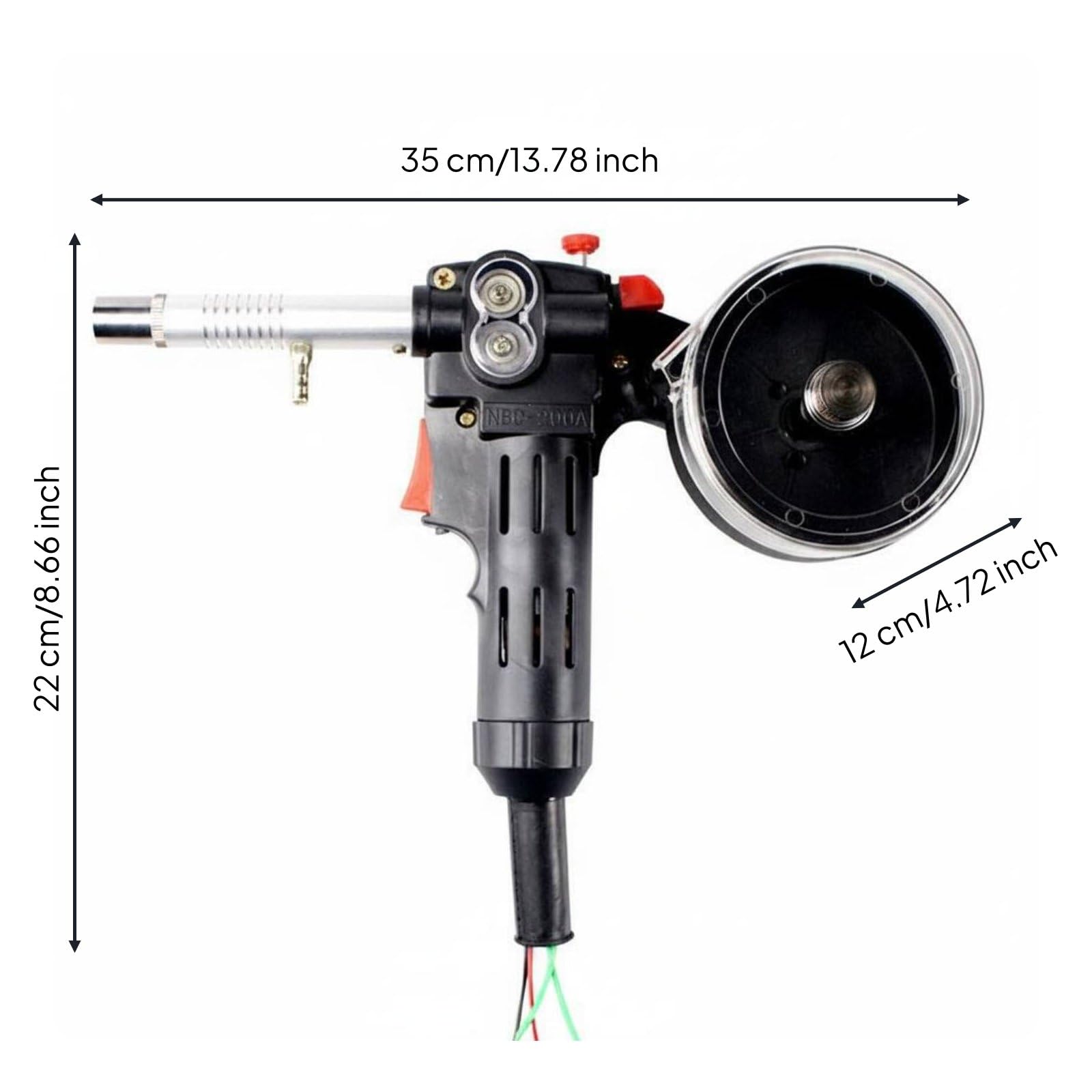 Pistola Saldatrice CO2 200A Uso Professionale Pistola Saldatrice senza Ingranaggi Struttura Robusta Attrezzo Elettrico per Riparazioni, Laboratorio, Nero