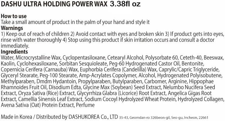 【DASHU】 For Men Ultra Holding Power Wax 100ml | Hard Hair Wax, Strong Setting Power, Hair Styling, Long-Lasting Hold, Free Styling, Natural Gloss