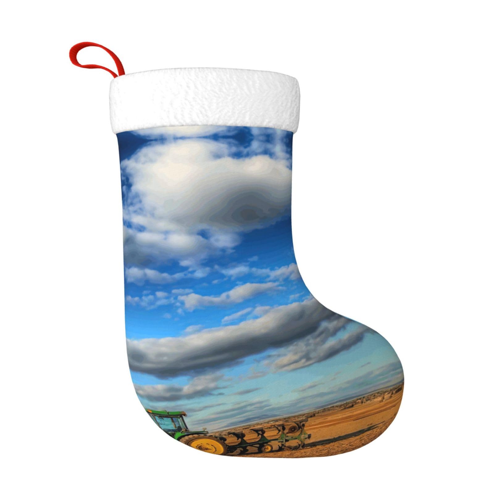 Zcmkjlg Fantasy Farm Tractor 18 Inch Christmas Stockings Custom Family Large Decorative Xmas Hanging Gift Bag Socks